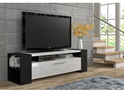 ТВ шкаф LIVIA RTV 160 (бяло гланц/черно)